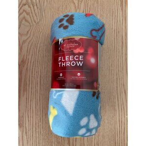 New Doggie Paws Bones Fleece Throw Blanket Super Soft size 46”x56”